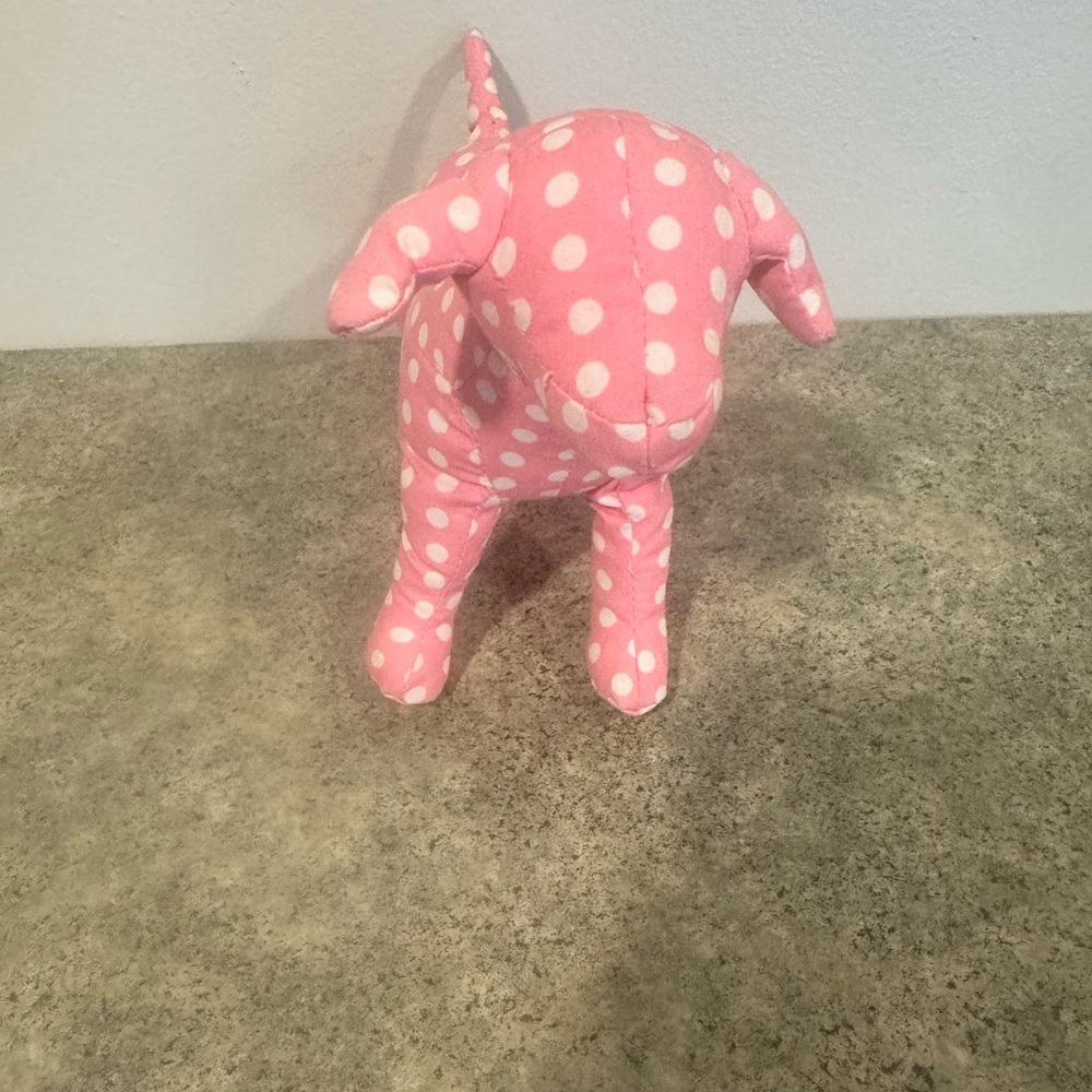 PINK Victoria's Secret Polka Dot Plush Dog - Pink and White